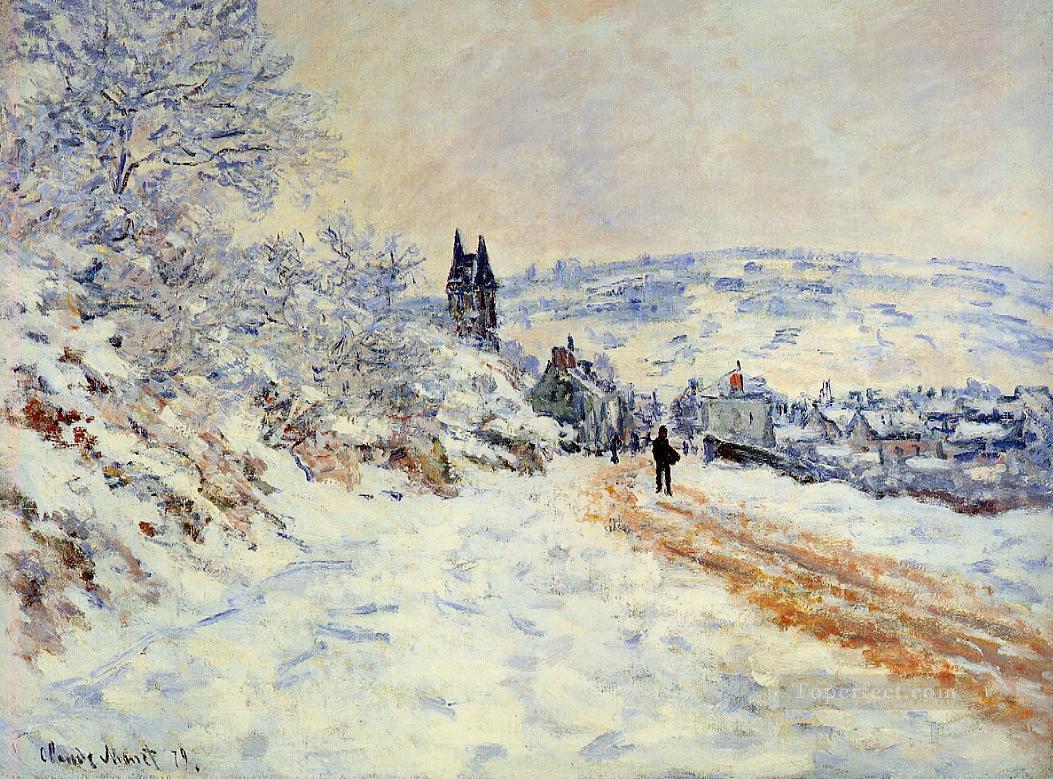 El camino a Vetheuil Efecto nieve Claude Monet Pintura al óleo